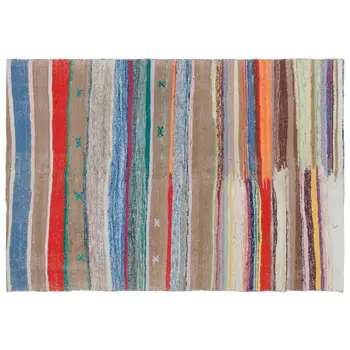 

Handmade Multicolor Vintage English Striped Rug Area Rug 135x197 Cm-4'5''X6'6''