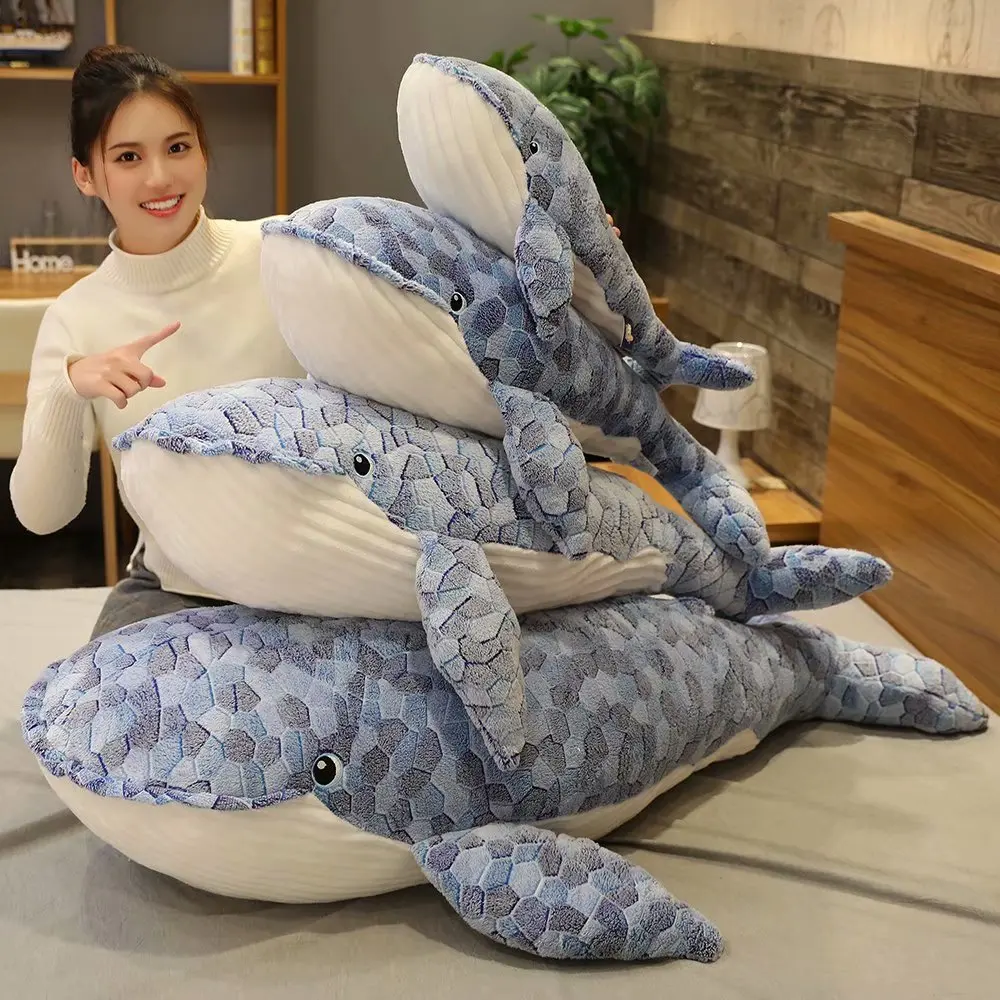Giant size Whale Plush Toy Blue Sea Animals Stuffed Huggable Shark Soft Animal Pillow Kids Gift | Игрушки и хобби