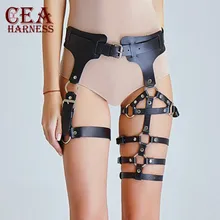 Эффективности затрат. Женский сексуальный эластичный кожаный ремень в стиле Харадзюку, плотная подвеска, панковские Подвязки для ног, бондаж из ремней, винтажный ремень