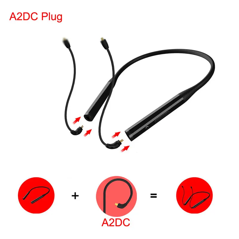 A2DC Беспроводной Aptx Bluetooth 5,0 разделяемый кабель обновления mmcx для shure se215 se535 0,78 мм 2pin для KZ TRN QZ для sennheiser IE80 A2DC - Цвет: A2DC