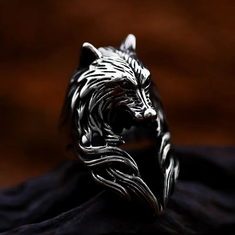 Steel Soldier Stainless Steel Punk style Animal Ice Wolf Ring Dark Vintage series Fashion unique stainless steel ring animal ring finger ring