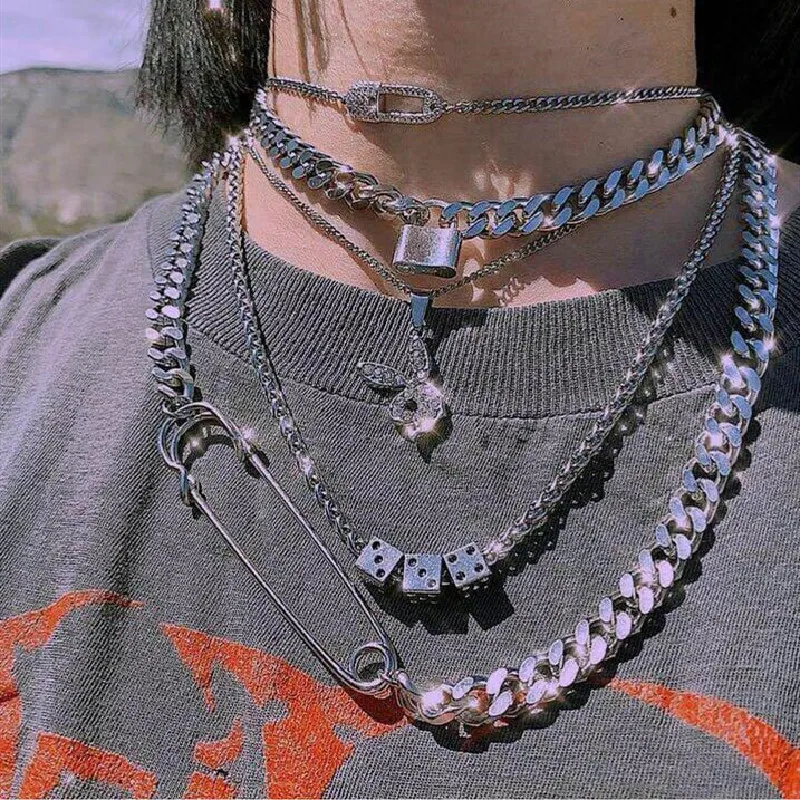indie harajuku Fun Dice Pendant Necklace goth e girl chain choker grunge aesthetic Accessories Jewelry | Украшения и аксессуары