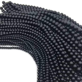 

4-12mm Natural Black Stone Beads Round Matte Black Beads Dull Polish Onyx Carnelian Stone Beads for jewelry making Natural Stone