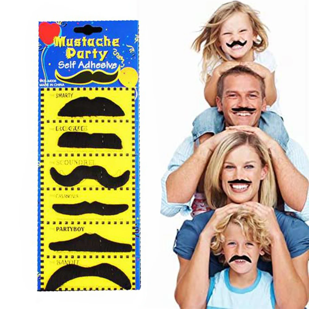 12pcs Funny Cute Costume Pirate Party Mustache Cosplay Fake Moustache Fake Beard For Kids Adult Halloween Party Decoration