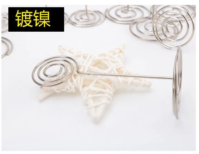 IS Flag Currently Available Supply Silver Metal Heart Spiral Notes Folder Seat Clamp Business Card Holder