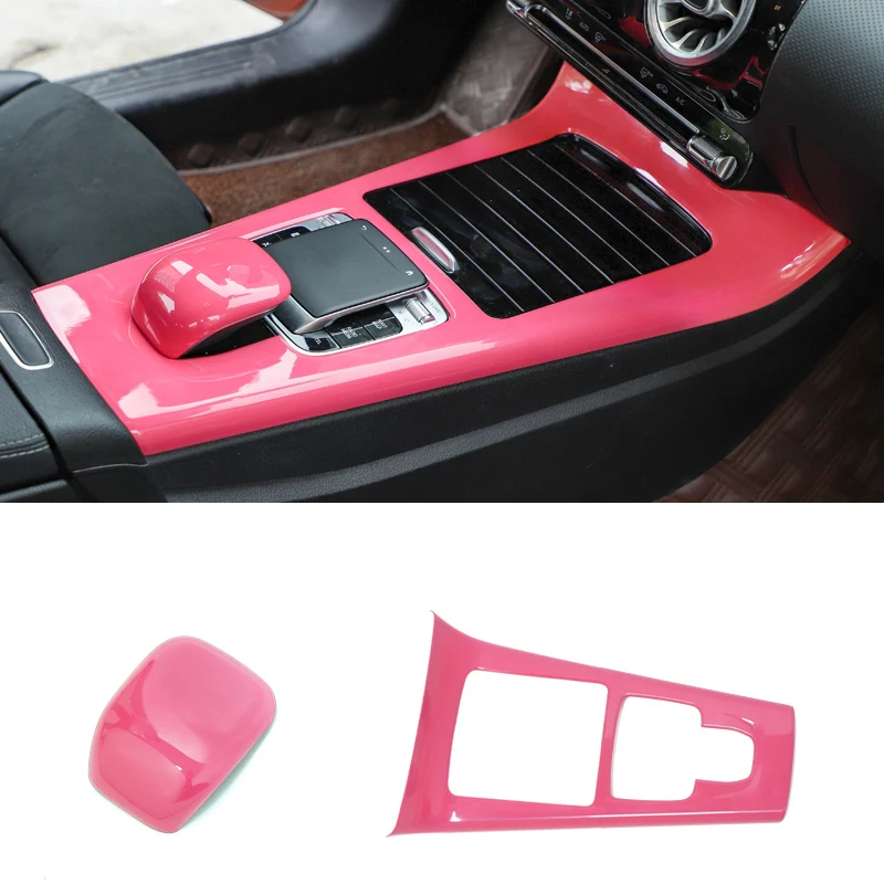 gear panel pink 1 Lsrtw2017 для Mercedes Benz A Class A180 A200 Автомобильный Центральный механизм управления накладки на панель аксессуары для формовки - Название цвета: gear panel pink 1