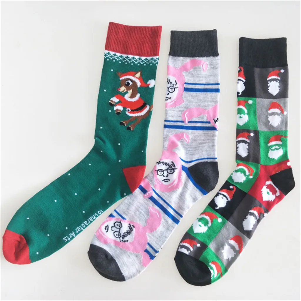 Christmas Women Ladies Warm Elk Snowman Socks Casual Cotton Socks Stocke Gift