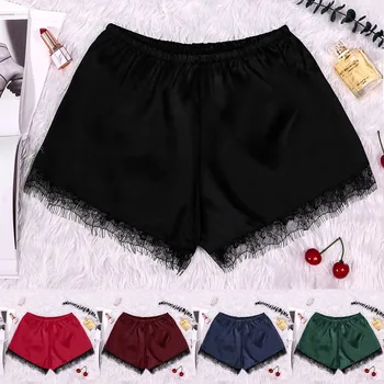 

2020 Plus Size Satin Kitten Silky Elastic Waist Women Home Sleep Tracksuit Bottom Short Pants Pajama Nightwear Shorts #y3