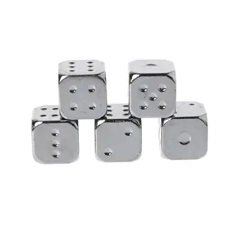 

5pcs 13mm Metal Dice Gold/Silver Solid Heavy Dice Bar Night Club Party Drinking DND Game Dice N0HA