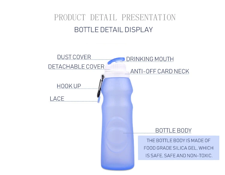 550 мл бутылка для воды для спорта на открытом воздухе Складная Экологически чистая силиконовая бутылка для воды дорожная портативная бутылка для воды герметичная