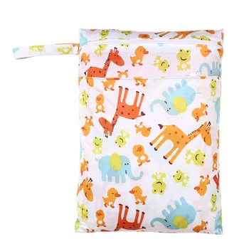 通販 防水再利用可能なウェットバッグプリントポケットおむつバッグpul旅行ウェットドライバッグおむつバッグ