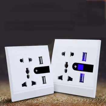 

Multifunction 5 Hole Wall Outlet Flapper With a LED Night light 2-PORT Quick Charger Home Use Wall Socket DC 5.0V/2400mA