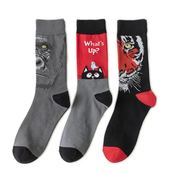 

High Socks Style Man Cotton Mens Sox Fruit Animal Colorful Standard Sock Cartoon Men Spring Autumn Classic for Men Calcetines