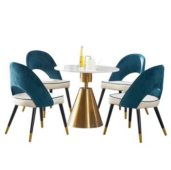 

Nordic luxury fashion sales department round table marble stainless steel small round table coffee reception table combination