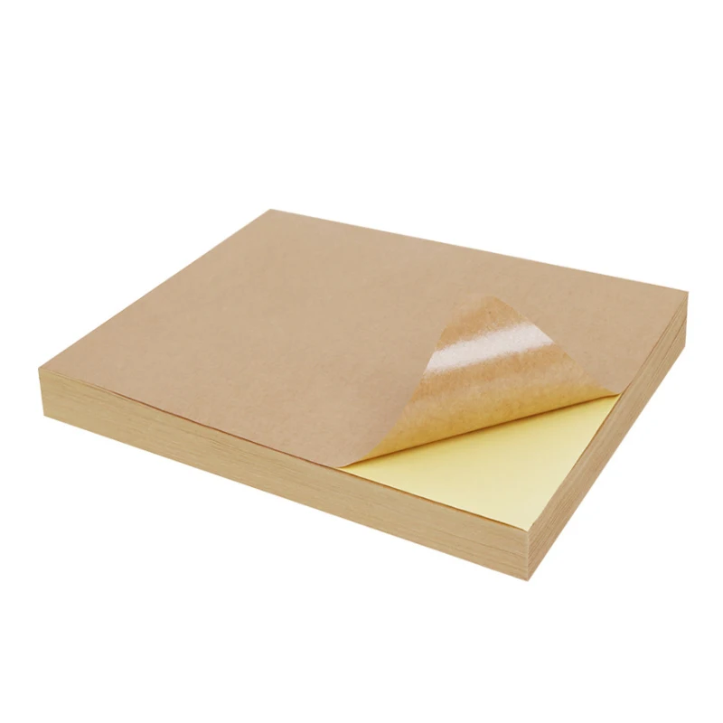 100 шт./лот Милая цветная клейкая бумага A4 пустая наклейка бумага для печати этикеток для струйного лазерного принтера - Цвет: Kraft paper color