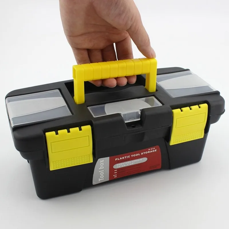 

PP Plastic Durable Portable Hardware Electrician Woodworking Toolbox Kit Hand Tools Wood Working Tool Set Multipurpose T4013.3