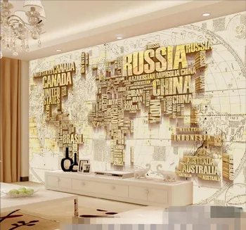 

CJSIR Custom Photo Wallpaper Mural Retro World Map TV Background Wall Murals Papel De Parede Wallpaper for Walls 3 d Decors