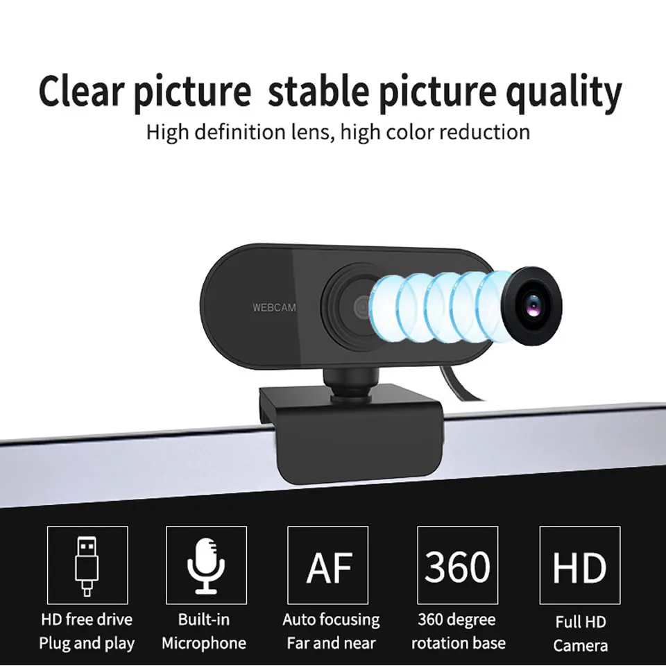 HD 1080P Webcam Mini Computer PC WebCamera with Microphone