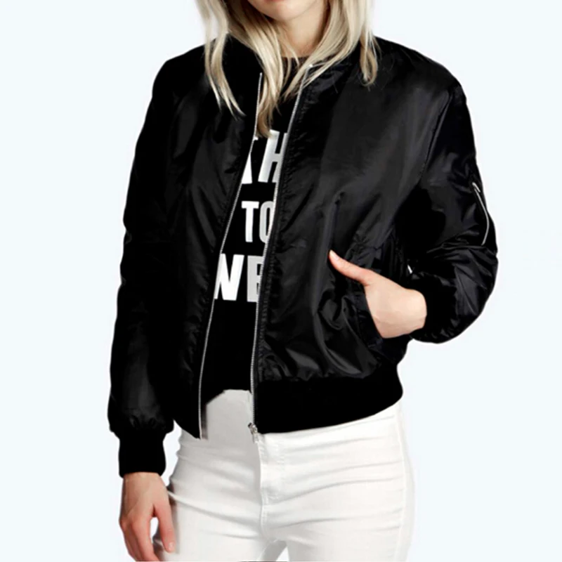 

Spring Autumn Women Jackets Short Coats Solid Long Sleeve Basic Jackets Winter Zipper Thin Female Jacket Windbreaker Outwear