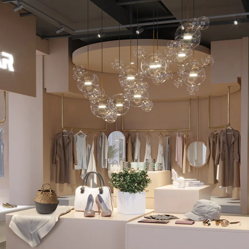 

Glass Ball Mickey Bubble Pendant Light Simple Living Room Decorative Hotel Pendant Lamp New Fixture Led Modern Chandelier