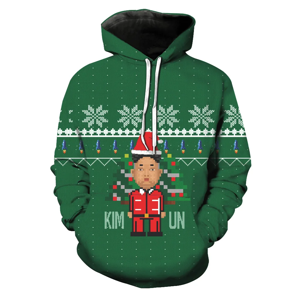 New Christmas printing series men's cardigan with hat suit tide European and American clothing | Мужская одежда