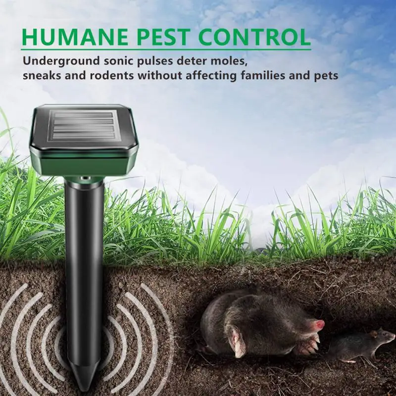 Repelente Solar de topos, repelente ultrasónico de serpiente, resistente al agua, repelente de mosquitos, topos, ratas, ratones, serpiente, 2 uds.