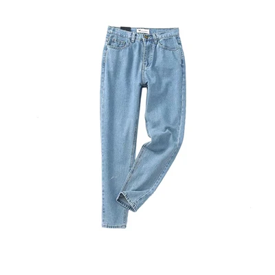 Light Blue Винтажная уличная одежда, джинсы-шаровары, джинсовые штаны, брюки с высокой талией, джинсы, брюки для женщин, облегающие, длиной до лодыжки, модные, Осень-зима - Цвет: Light Blue
