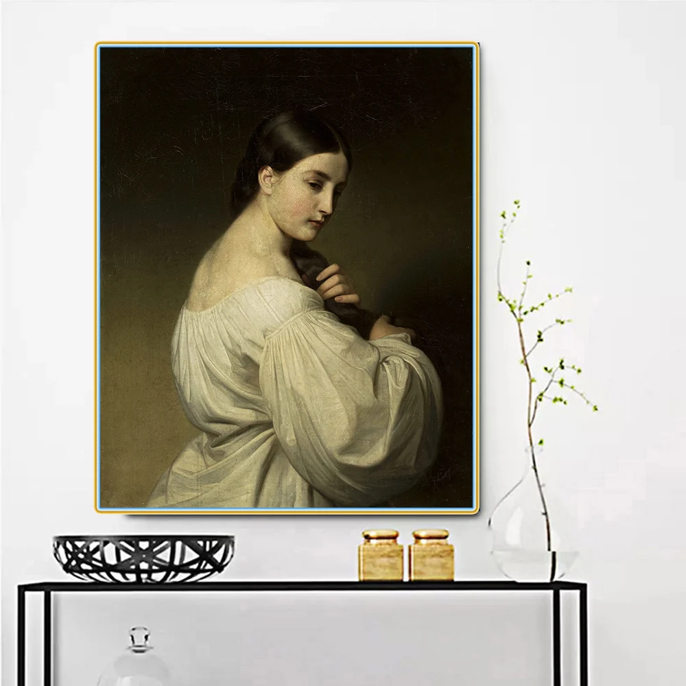 Цитон Фридрих фон амерлинг Portrait портрет молодой женщины в белом Canvas Холст