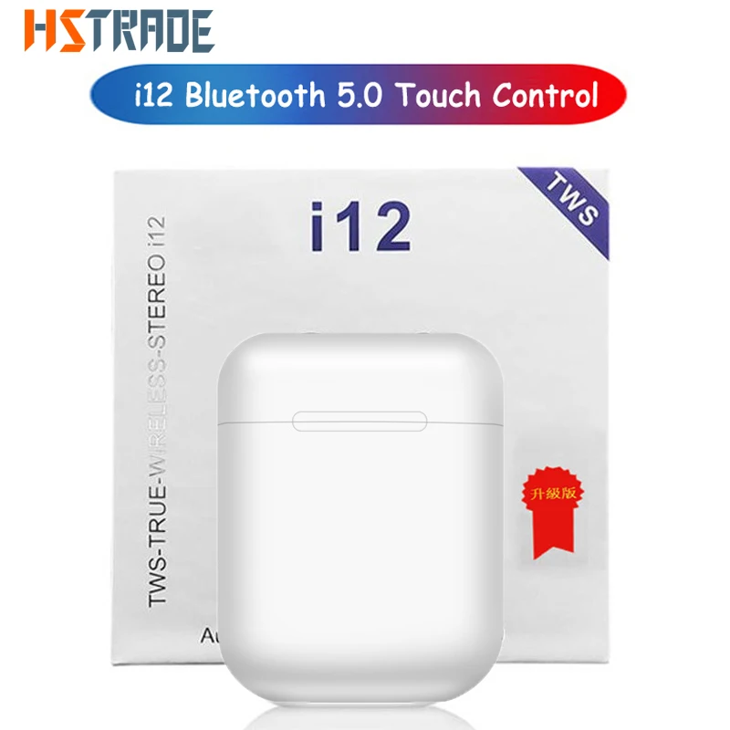 white I12 TWS Bluetooth наушники сенсорное управление беспроводные наушники 1:1 размер лучше, чем i9 i10 i30 ДЛЯ iPhone Xiaomi - Цвет: white