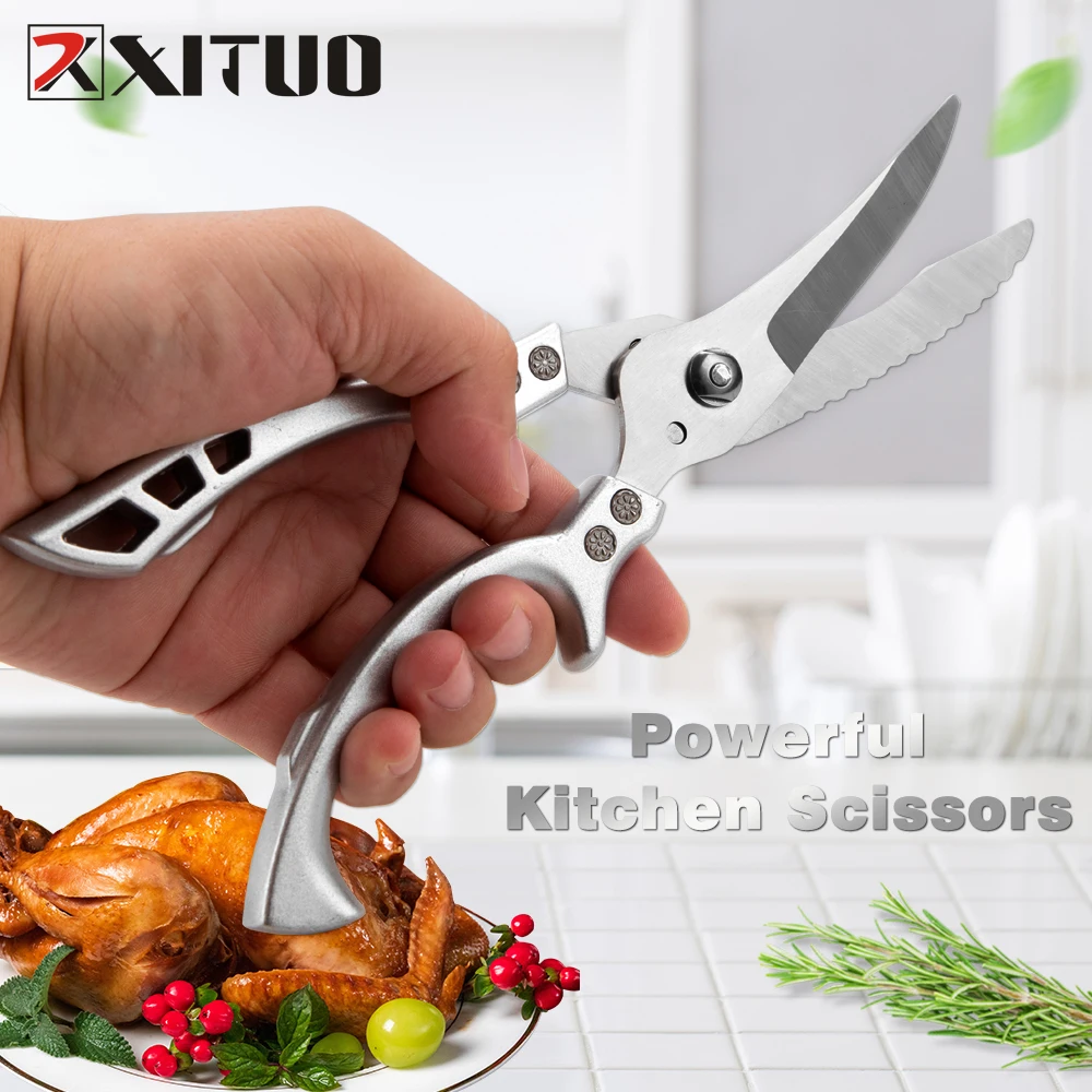 Heavy Duty Stainless Steel Kitchen Scissors,Multipurpose Ultra Sharp  Utility Scissors, Professional Poultry Shears for Bone, Chicken, Meat,  Fish, Turkey,Vegetables,Barbecue Scissors 