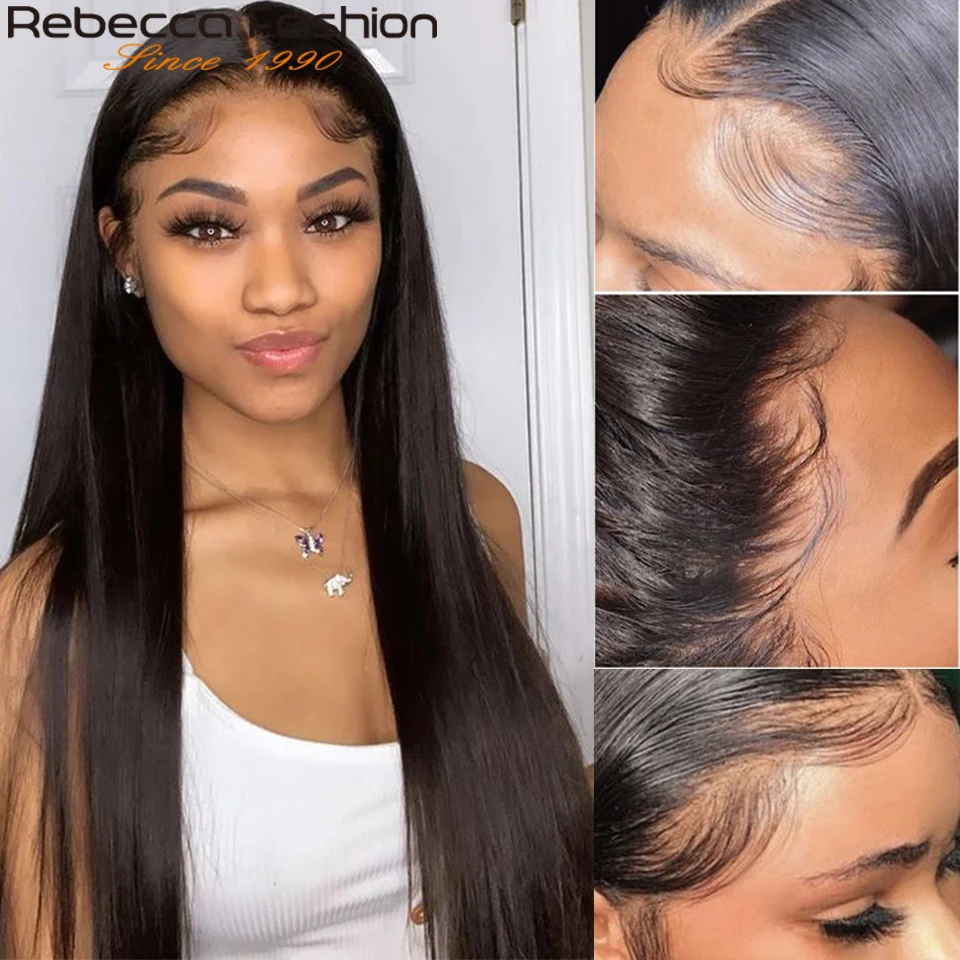 

Rebecca Brazilian Straight Lace Front Wig Remy Hair 13X4 Lace Front Human Hair Wigs 150% density Long Straight Human Hair Wigs