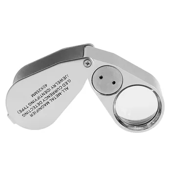 

40X Jewelry LED UV Lens Magnifier Folding Metal Optical Loupe Magnifying Glass Jewelry Store Magnifying Glass