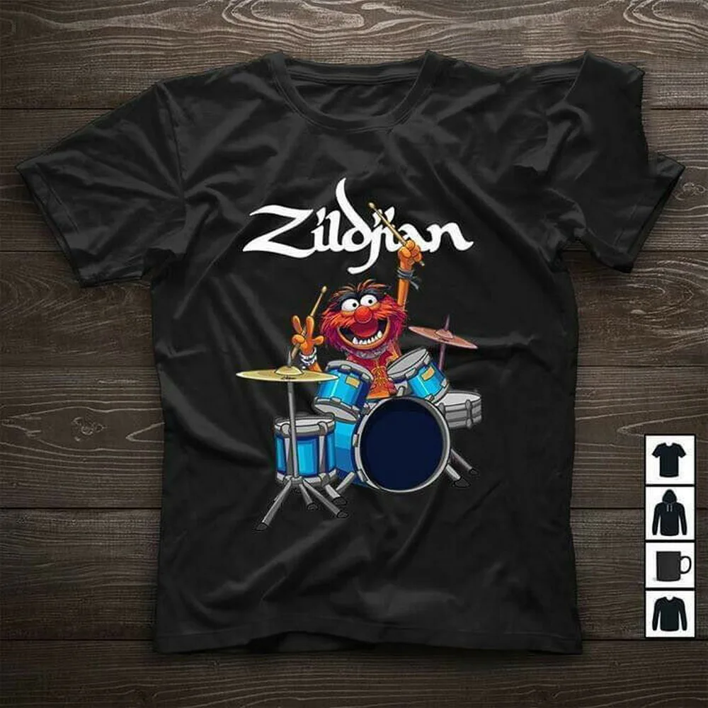 Мужская хлопковая футболка с барабаном The Muppet Show Zildjian черная размер S-3XL для