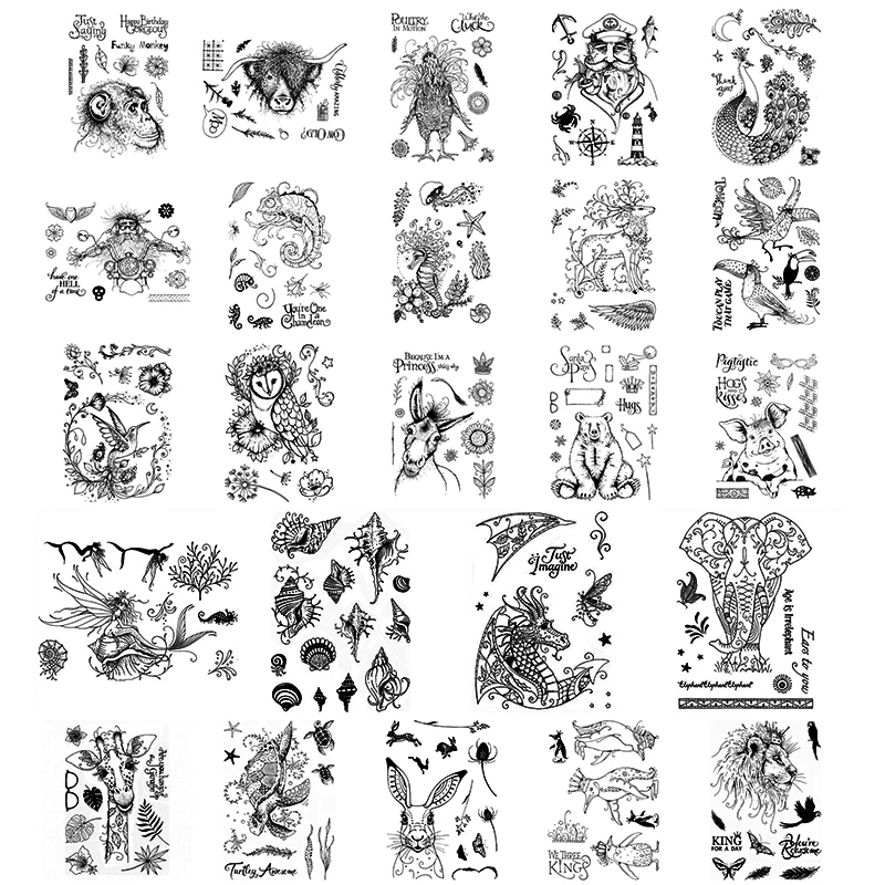 

Animals Captain Crow Deer Monkey Cattle Transparent Clear Silicone Stamp/Seal for DIY Scrapbooking/Craft Decorative Clear Stamp