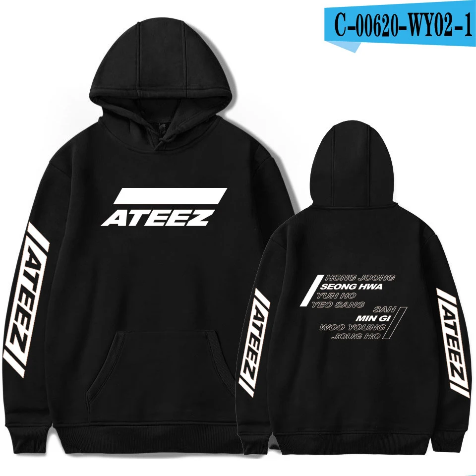 ATEEZ с капюшоном, женская и Мужская популярная одежда, толстовка ATEEZ Harajuku, повседневная, горячая распродажа, толстовка с капюшоном, большие размеры - Цвет: WY02-1