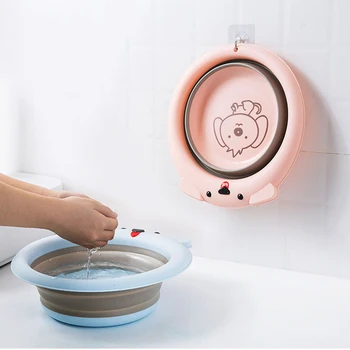 

Portable Folding Basins for Baby Foldable Bucket Tourism Folding Bucket Child Cartoon Dog Wash Clean Basins Cute Pink Blue