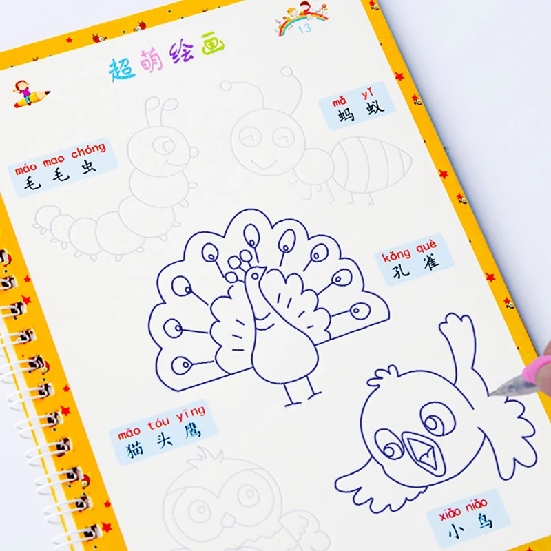 

6pcs Reusable English Alphabet Copybook Drawing Hand Writing Groove Auto Fades Educational Toys For Children Kid school supplise