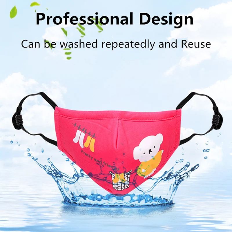 

Lovely Kids Mask Washable Breathing Reusable Cotton Masks Children Mouth Face Mask PM2.5 Anti Dust Cartoon with Filter Paper
