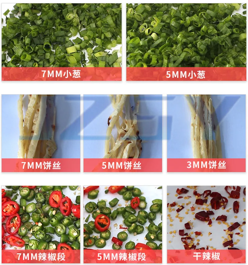 Commercial small manual cake strip cutting machine/hand electric garlic sprout red pepper green bean cutter 3mm 5mm 7mm 9mm