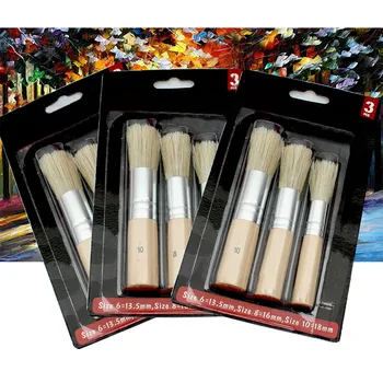 

3Pcs Art Crafts Students Gift Acrylic Watercolor Oil Painting Tools Wooden Handle Stencil Brush Pig Bristle Brushes