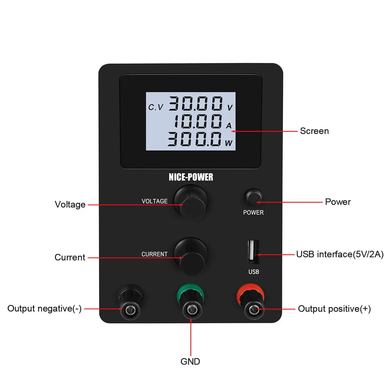 0.001A ЖК-экран лабораторный импульсный USB источник питания Регулируемый DC 30 в 10A 60 в 5A лабораторный источник питания Защита глаз