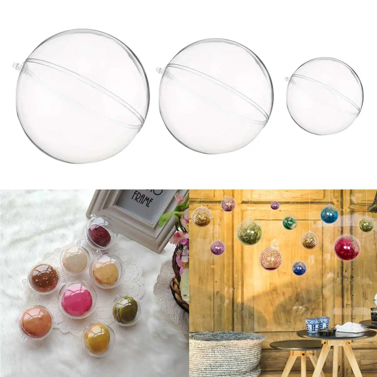 

10Pcs Christmas Tress Hanging Decorations Ball Transparent 5/7/10/12/16cm Open Plastic Christmas Balls Clear Ornament Tree Decor