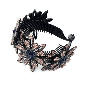 

Rhinestone Hair Bun Claws Holders Colorful Bud Hair Claw Hair Clip Women Fashion Expanding Rhinestone Hairpin HJL2019