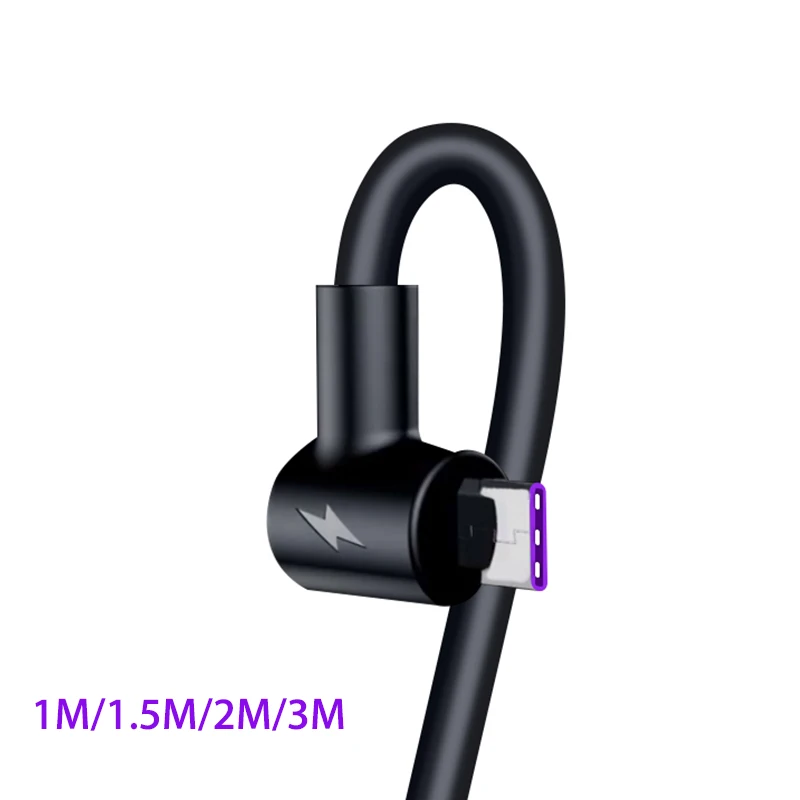 Кабель Usb Type C 90 градусов для быстрой зарядки 2 м 3 длинный игр Xiaomi Mi A3 9T 8 mix max черный