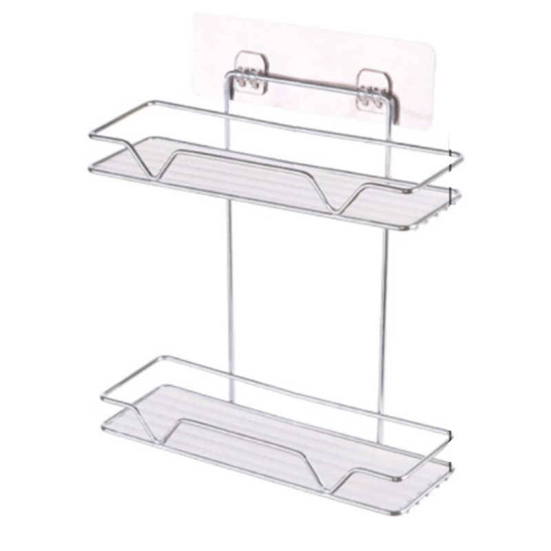 

Double Layer Bathroom Organizer Stainless Steel Storage Shelf Kitchen Bathroom Toilet Wall Hanging Cosmetic Multifunction Storag