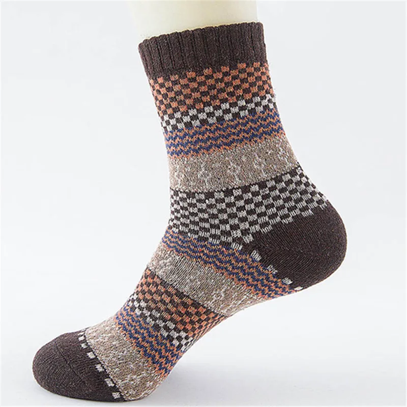 Зимние плотные теплые шерстяные носки в полоску с волнистым узором в клетку; повседневные носки в британском ретро-стиле; рождественские носки; Прямая поставка - Цвет: 3