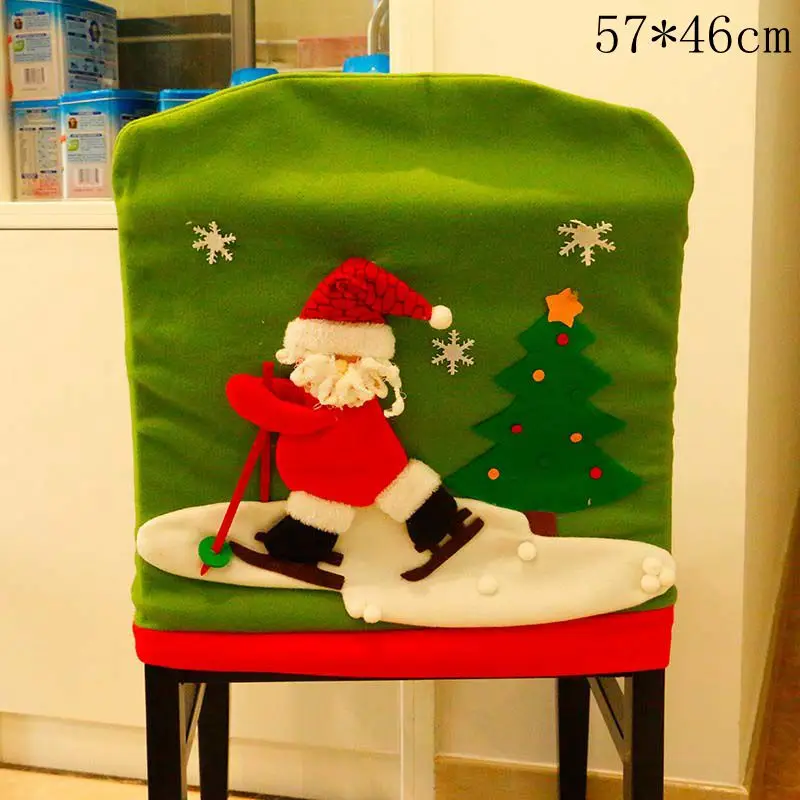 Рождественский чехол на стул для столовой, съемный, моющийся, растягивающийся чехол на сиденье, вечерние принадлежности, рождественские украшения для дома Navidad - Цвет: 57x46cm