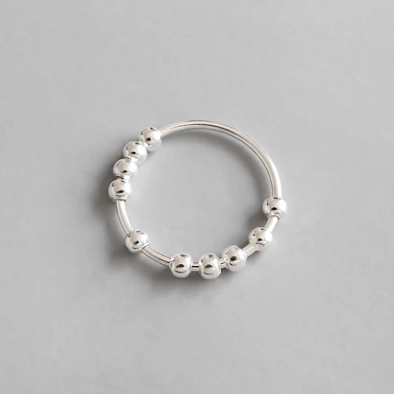 925 Sterling Silver Finger Ring INS Simple Geometric String Of Beads Rings Women Luxury Fine Jewelry silver rings silver ring