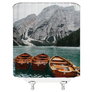 

Unique Design In The Evening Snow-Covered Picture Hanging Shower Curtain Waterproof Mildew Polyester Fabric Home Bathroom