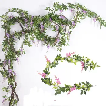 

Artificial Plants flower vine Bean flowers tree vine decorative plant Wisteria flower rattan Artificial fake flower bunch FZ147